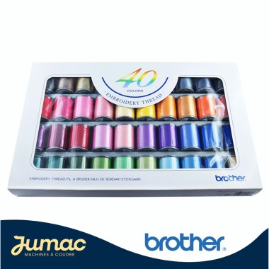 Coffret 40 bobines fils broderie Brother