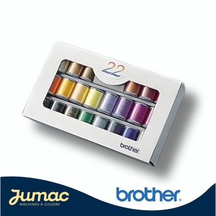 Coffret 22 bobines fils broderie Brother