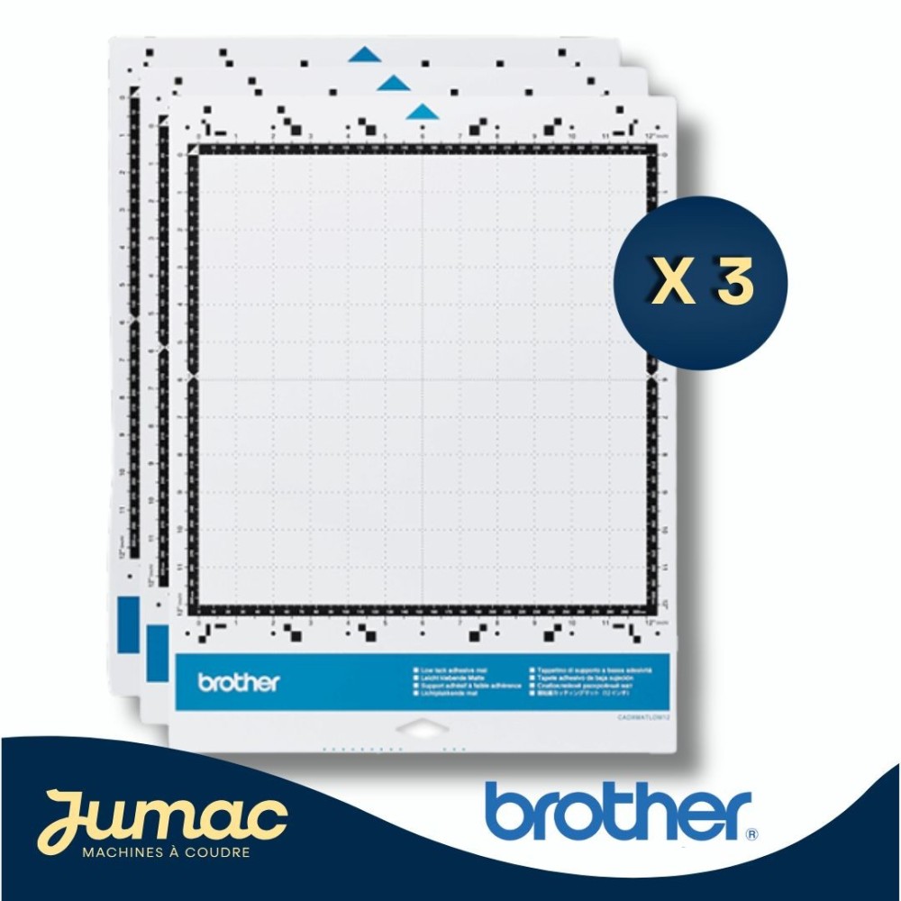 Lot de 3 supports adhésif à faible adhérence ScanNCut Brother (305 x 305 mm)